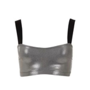 SukiShufu Tempura Crop Top in Chrome